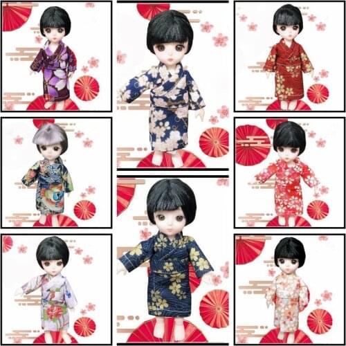 Adollya BJD Doll Clothes Set Japanese Style Cherry Blossom Kimono 1/12 Doll Accessories BJD Clothes For Dolls Toys For Children
