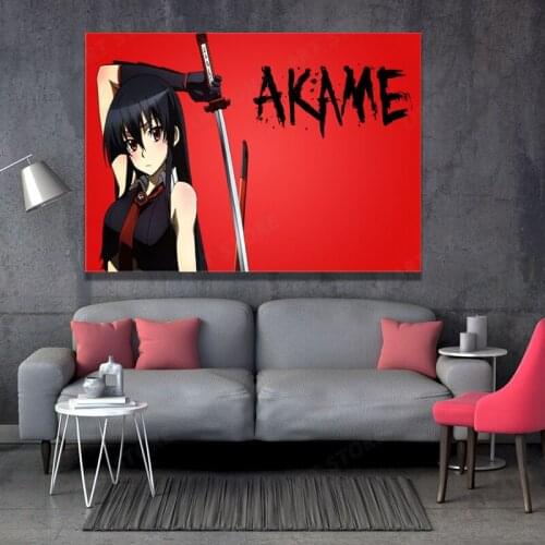 Red Akame Ga Kill Anime Style Japan Cartoon Comic Poster Wall Stickers Home Decor Painting Vintage Akame Ga Kill Akame