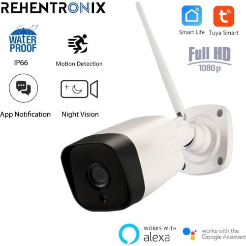Outdoor 1080P HD IP66 Waterproof WiFi Bullet IP Camera Tuya Smart Home Security Camera System Support Alexa Google Home