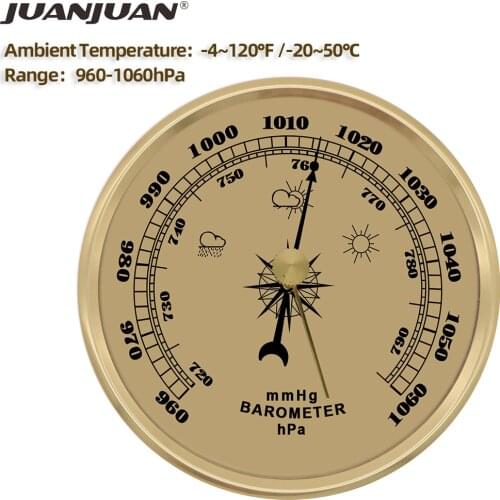 Wall Mounted Household Barometer 960-1060hPa Pressure Gauge Weather Station Metal Wall Hanging Barometer Thermometer 30% off
