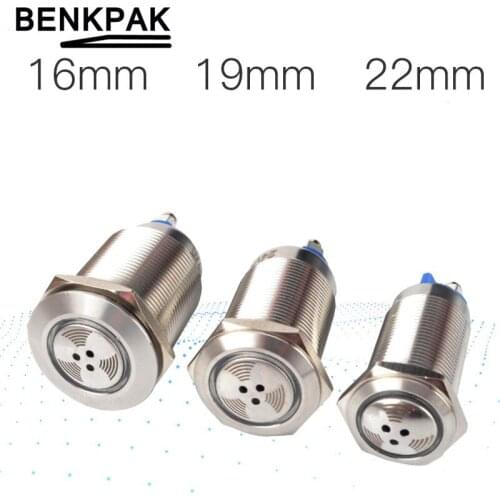 Intermittent 16mm/19m/22mm led buzzer metal pulse waterproof oil band red LED lamp flashing