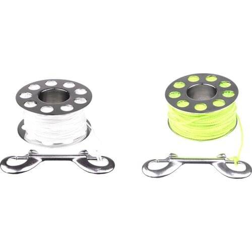 Nylon Stainless Steel 31m/101.7ft 2mm Scuba Diving Dive Finger Spool Reel 8 Strands Braided Line Double Ended Clip Snap Diver