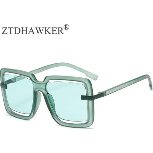 2021 New Fashion Big Frame Square Sunglasses Ladies Hollow Candy Color Street Sexy Temperament Glasses UV400