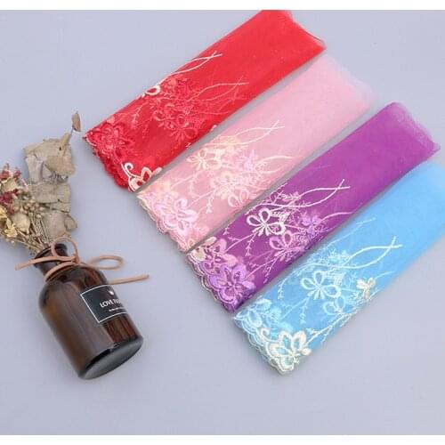 2Yards 20cm Blue Mesh Embroidery Lace Trim For Women Dress Toys Garment Accessories DIY Handmade Quilting Materials