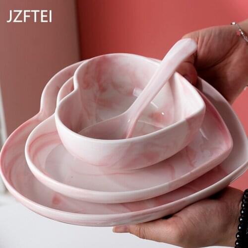 Nordic Keramik Geschirr Liebe Herz Geformt Schüssel Stäbchen Platte Set Haushalt Paar 2 Person Kombination Schüssel Gewürz Bowl