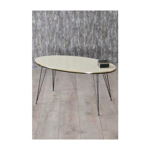 Modern Center table Ellipse Black Wire Foot Double Gold Cream coffee tables table basse furniture living room table