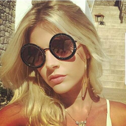 Vintage Diamond Round Sunglasses Women Luxury Brand Colorful Gradient Lens Circle Shades Metal Exquisite Sun Glasses For Female
