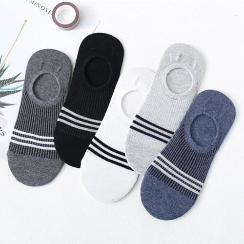 High Quality Mens Socks 10 Pairs/Lot Comfortable and Breathable Cotton Short Ankle Socks Invisible Male Boat Sock Striped Style