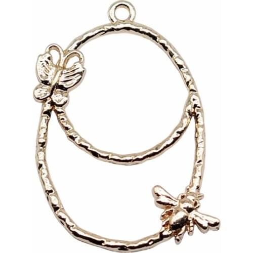 WYSIWYG 10pcs 31x22mm KC Gold Color Bee Butterfly Charms Pendant For Jewelry Making Earring Making Accessories