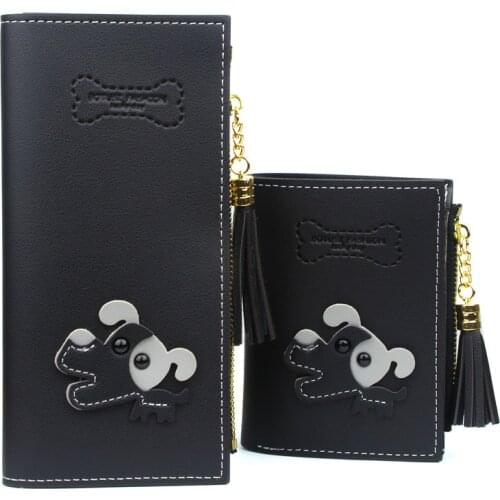 Money Clips Dog Purses Women Wallets Long Short Clutch Tassels Zipper Coun Purse PU Leather Lady Billfold Wallets ID Card Holder