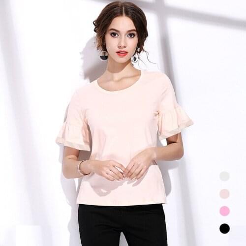 New 2019 fashion women T Shirts Branded design classic plaid check tops casual round necks flare sleeve female cotton tees