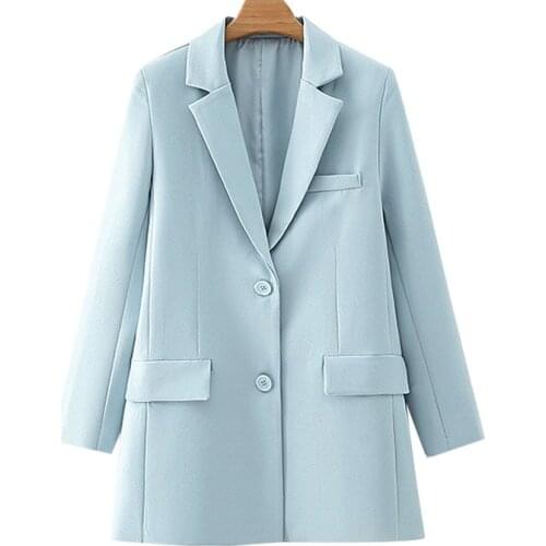 FTLZZ Women Casual Fashion Office Wear Single Breasted Blazer Coat Vintage Long Sleeve Pockets Female Outerwear Chic Overcoat