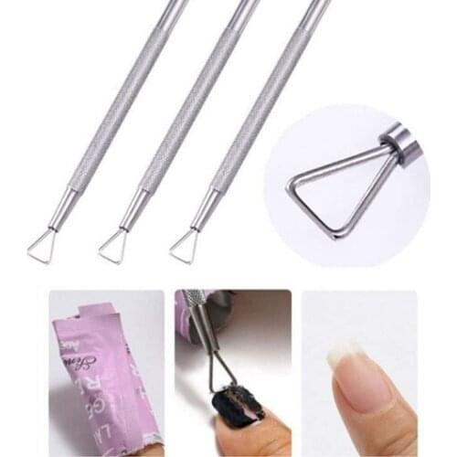 1PC Stainless Steel Nail Art Polish UV Gel Remover Triangle Stick Rod Pusher Nails Care Manicures Nail Accessory