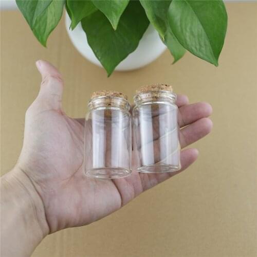 24 Pieces 37*60mm 40ml Storage Bottles & Jars Test Tube Tiny Glass Vial Bottle With Cork spice jar container Stopper