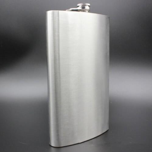 29cm/11.4 inch 64oz Hip Flask Leather Cover Liquor Alcohol Vodka Whiskey Bottle Bag Stainless Steel