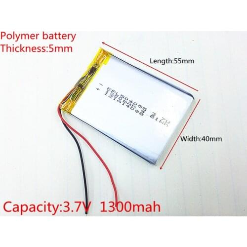 3.7V,1300mAH,[504055] Polymer lithium ion / Li-ion battery for MP3,MP4,SPEAKER,,GPS,toy,smart watch