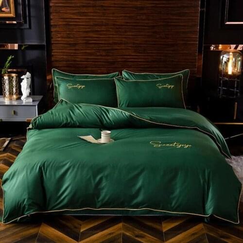3pcs Nordic Bedding Set Solid Color Embroidery Duvet Cover Set Single Double Queen King Size Home Textiles(No Sheets)
