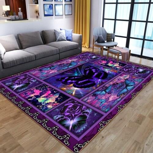 Nordic Style 3D Rug for Bedroom Gorgeous Butterfly Pattern Parlor Kitchen Floor Area Rug Mat colorful flower Living Room Carpets