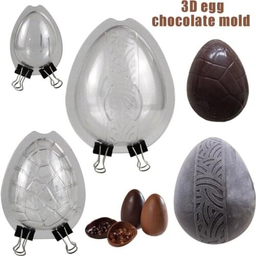 3D Easter eggs Polycarbonate chocolate mold ,cake decoration candy mold DIY Pastry baking for cake Confectionery tools