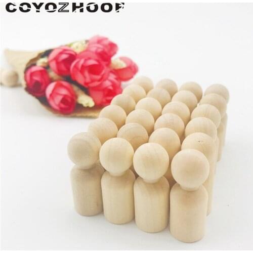 50Pcs Boy Peg Dolls 1.35" Unfinished DIY Turnings-Ready for Paint or Stain-Waldorf Toys KidS Printe Party Favor Christmas Decor