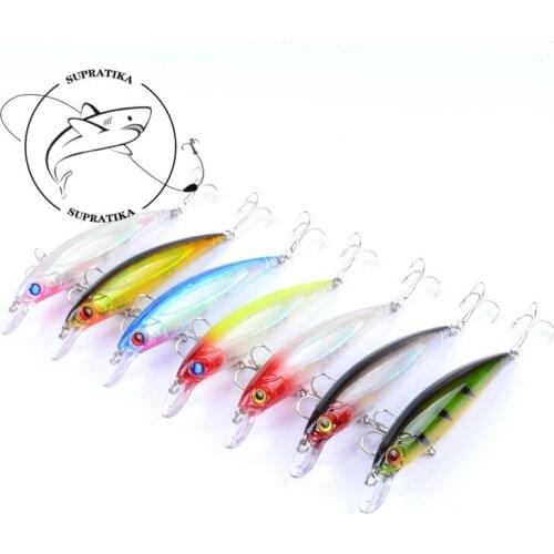 7Pcs/Lot 11cm/13.4g Floating Sea Fishing Minnow Lures 3D eyes Crankbait Artificial Hard Laser Baits Wobblers