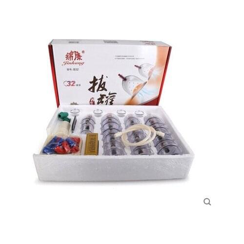 Free shipping 32 cups Vacuum Cupping set traditional Chinese medicine Massage Therapy Suction Apparatus Cups + Scrapping plate