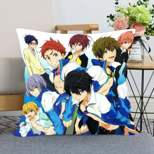 FREE! IWatobi Swim Club Anime Pillow Cover Bedroom Home Office Decorative Pillowcase Square Zipper Pillow case Satin Soft Cover