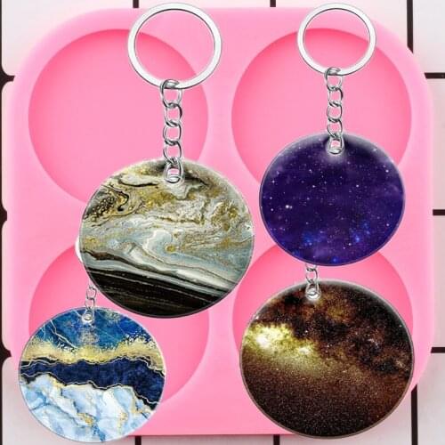 Shiny Round Shape Silicone Mold Circle Badge Reel Molds Jewelry Making Epoxy Resin Mould Decoration Keychain Moulds Pendant