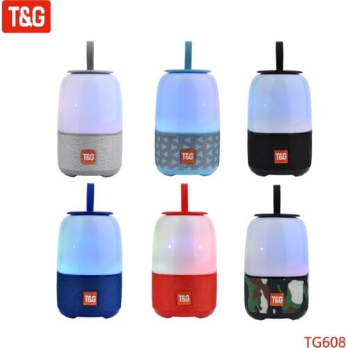 T&G TG608 LED Flash Light Bluetooth Speaker Portable Mini Wireless Speakers Outdoor Waterproof Subwoofer Music Box Loudspeaker