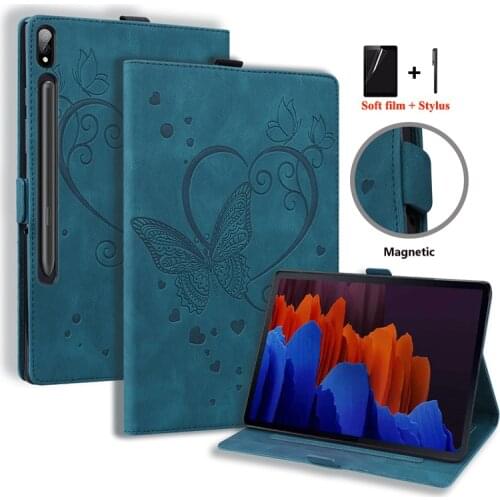 For Samsung Galaxy Tab S 7 S7 Plus FE 2021 Case Cover Cute Butterfly Embossed TUP Book Cover for Galaxy Tab S7 Plus FE 12.4 Case