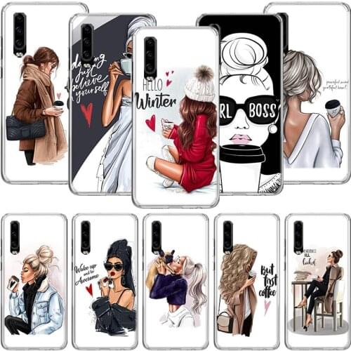 Princess Female Boss Coffee Phone Case For Huawei P30 P40 P20 P10 Mate 20 10 30 Lite Pro P Smart Z Plus Printing Cover Coque She