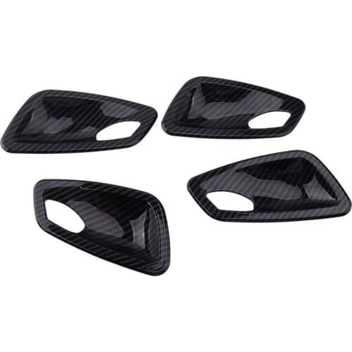 CITALL 4pcs Carbon Fiber Style Inner Interior Door Handle Bowl Cup Cavity Cover Trim Fit for BMW 3 Series E90 Sedan 2005-2012