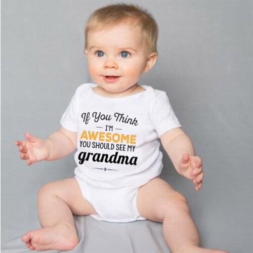 DERMSPE New Arrival Funny Letter Print Baby Romper Round Neck Newborn Boys Girls Toddler Bodysuit Short Sleeve Kids Clothes