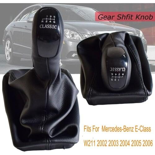For Mercedes Benz E Class W211 S211 2003-2009 Car 6 Speed Gear Shift Level Knob With Leather Boot Cover