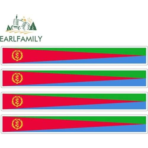 EARLFAMILY 13cm x 1.7cm 4pcs Car Stripe Motorcycle Racing Flag Sticker Car Window Decal Bike Moto Tuning Eritrea Car Stickers
