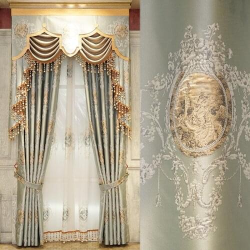 European palace restoring ancient ways is embossed embroidery cloth curtain villa sitting room bedroom study is available