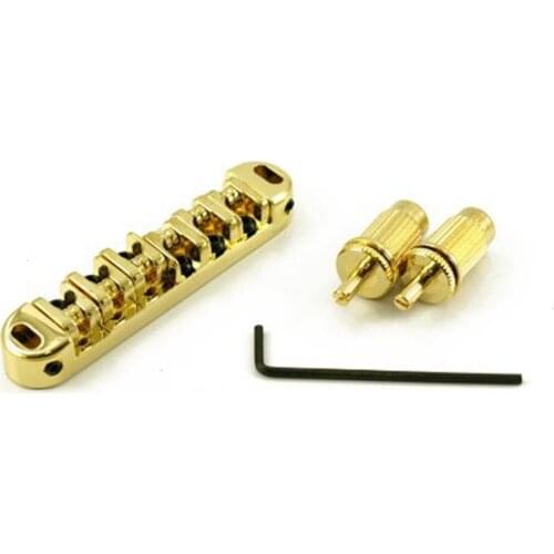 Set Locking Tune-o-matic Guitar Bridge Roller Saddle for Electric Guitar Gold