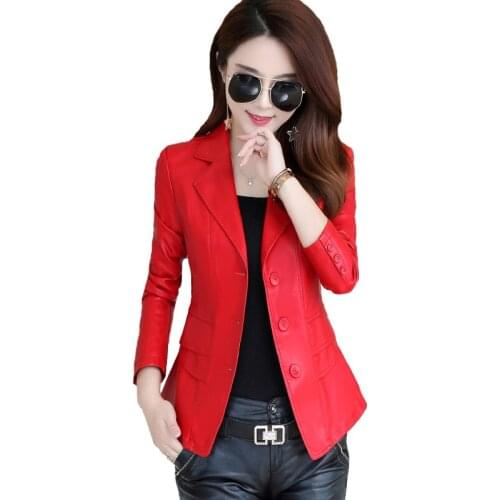 Youth clothing for women leather coat High quality short jacket Elegant women blazer Korean style PU Autumn leather jacktes 94