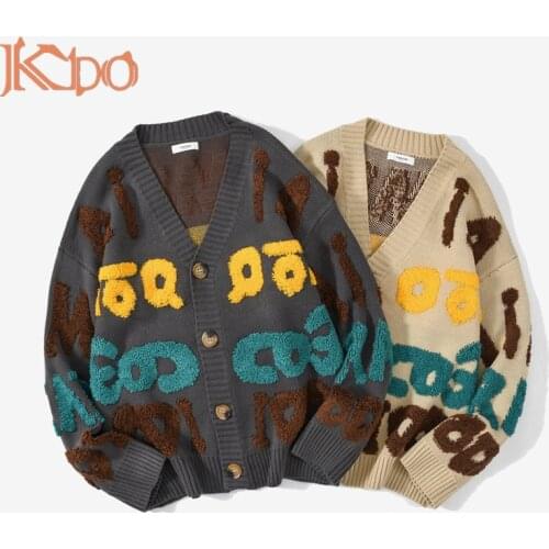 Men Cardigan Sweater Spring Autumn Hip Hop Loose Casual Long Sleeve Knitt Sweatshirt Print Fashion New Tops Oversized Streetwear