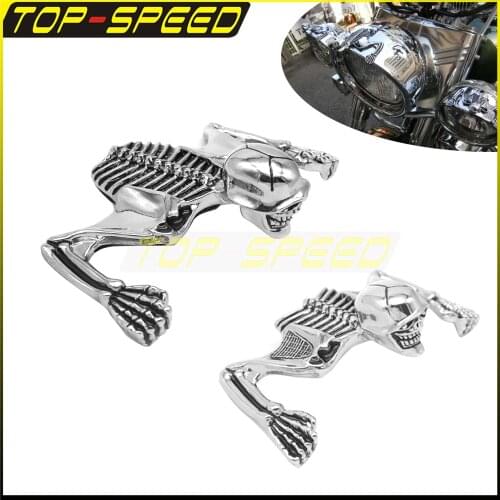 7" Headlight 5.75" Headlamp Skull Ornament Helmet Visor Skeleton Decorative Figure Graph Emblem Sticker for Harley Honda BMW
