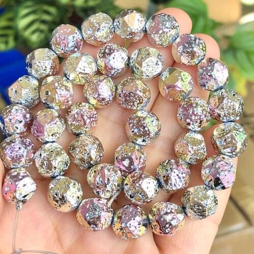 Natural Pink Multicolor Rock Volcanic Lava Hematite Stone Perles Loose Spacer Beads For Jewelry Making Diy Energy Bracelet 15"