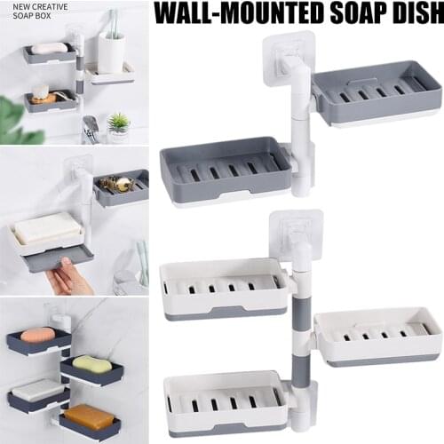 NEW Wall Mount Rotatable Soap Holder Super Powerful Self-Adhesive Soap Dish Holder for Bathroom Shower and Kitchen