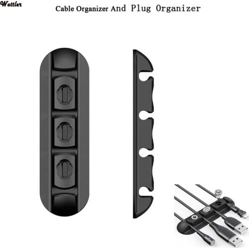 Cable Organizer Silicone USB Cable Winder Desktop Tidy Management Clip Cable Holder for Mouse Headphone Wire With Plug Container