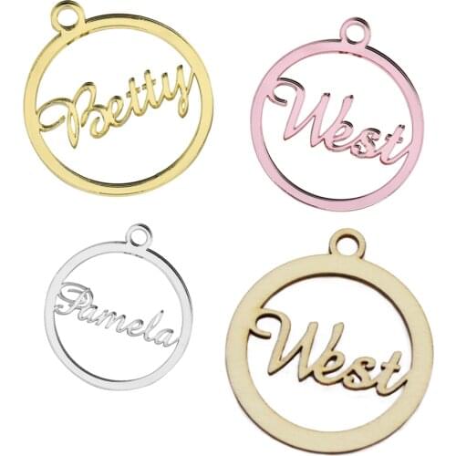 20PCS Personalized Wedding Decor Laser Cut Circle Name Logo Round Acrylic Mirror Name Tags Boutlque Gift Baby Favors