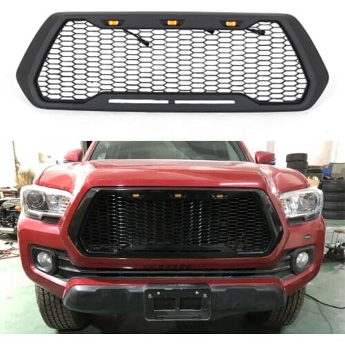 Fit for toyota tacoma 2016-2018 offroad pickup extorier decoration accessories honeycomb mesh led front grill