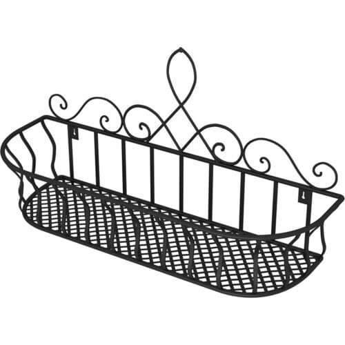 Balcony Hanging Flower Rack Retro Iron Flower Pot Holder Patio Railing Shelf For Potted Plant Plant Pots Holder Home Decor