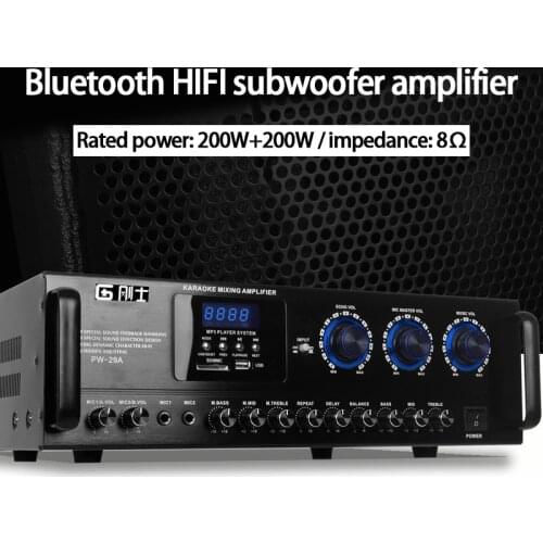 KYYSLB PW-29 200W*2 AV2.0 High-power Stage Professional KTV Amplifier Karaoke Bluetooth HIFI Heavy Bass Home Amplifier