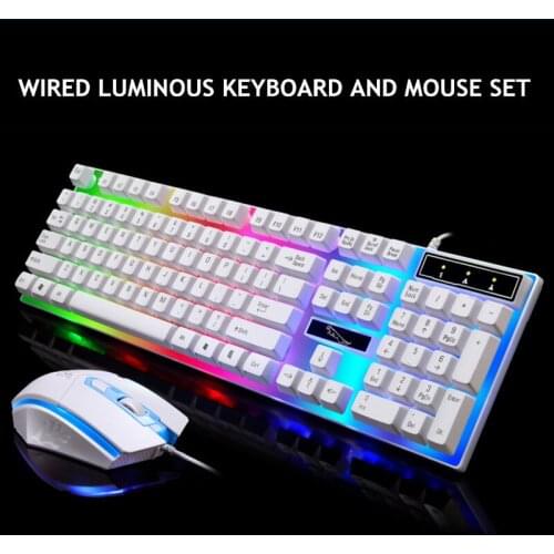 G21 Wired Usb Luminous Keyboard and Mouse Set Computer Manipulator Backlit Keyboard Mouse Set Home Desktop Laptop Office Game