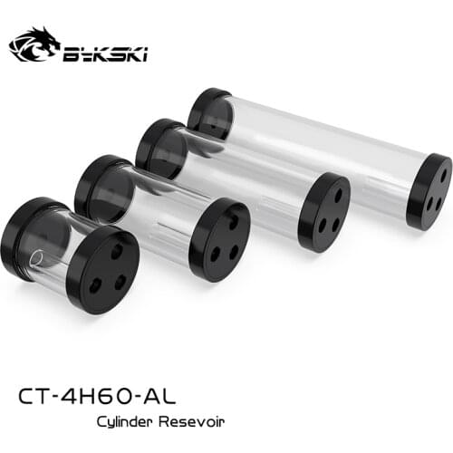 Bykski POM water tank 130/180/240mm water cooling Cylindrical Reservoir 60mm Diameter G1/4" Black POM Cover Acrylic Body