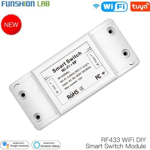 RF433 WiFi DIY Smart Switch Module RF433 Remote Control for Smart Automation Smart Life/Tuya Work with Alexa and Google Home